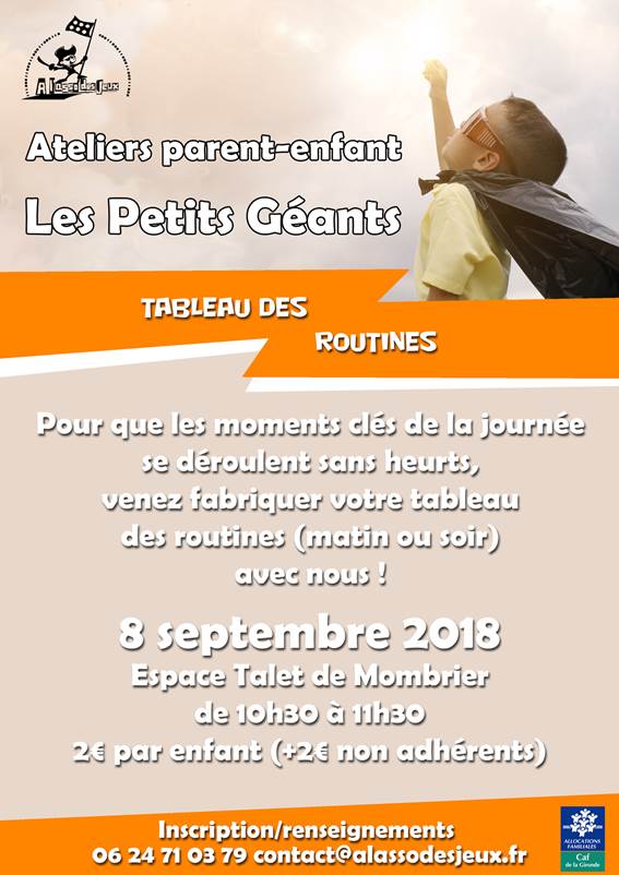 Atelier Petits Géants de ce samedi sur un thème très important de la rentrée : créer un tableau de routine avec et pour votre enfant !