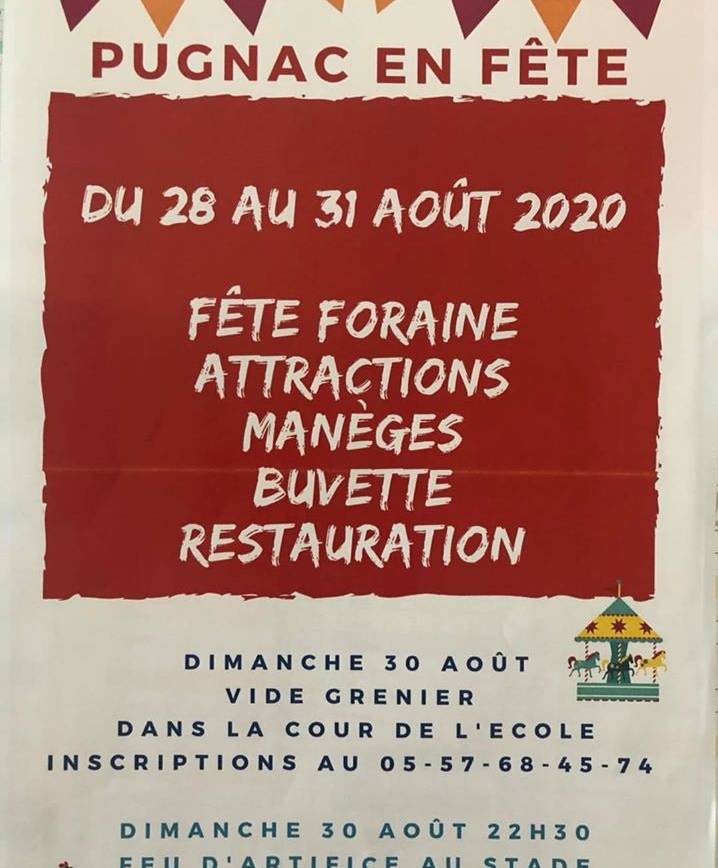 [Pugnac en fête ce weekend ]
 Du 28 au 31 Août, retrouvez sur la place de la MAI…