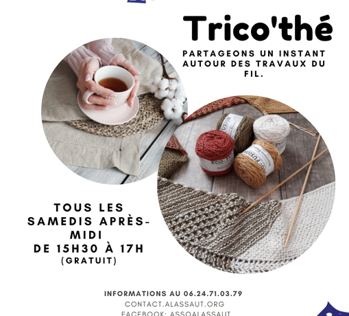 Samedi après midi, reprise du trico’thé dès 15h30.
 Amenez vos aiguilles et pa…