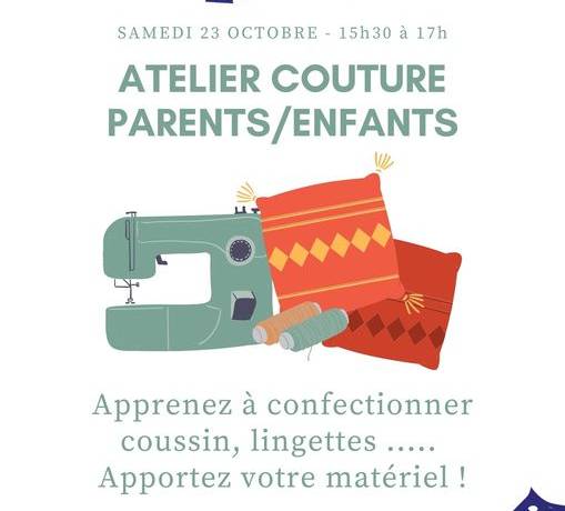 Samedi 23 octobre, l’atelier trico’thé accueille un atelier couture parent/enf…