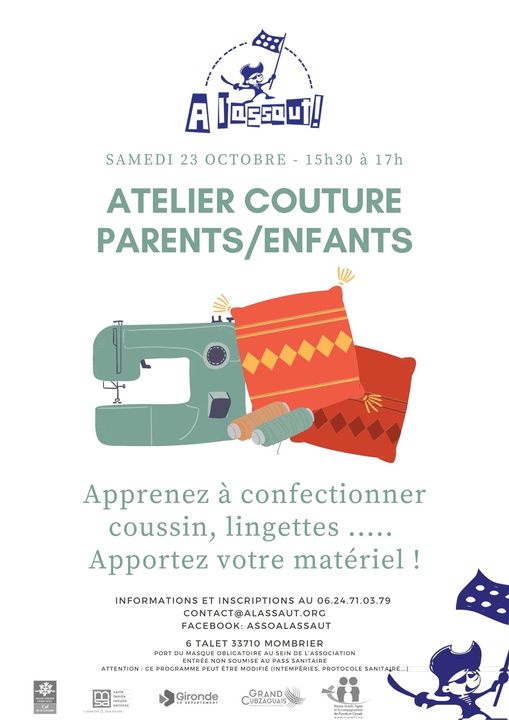 Samedi 23 octobre, l’atelier trico’thé accueille un atelier couture parent/enf…