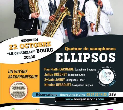 [ Bourg, Arts et Vin ]

Pour rappel, le concert du quatuor de saxophone est ce v…