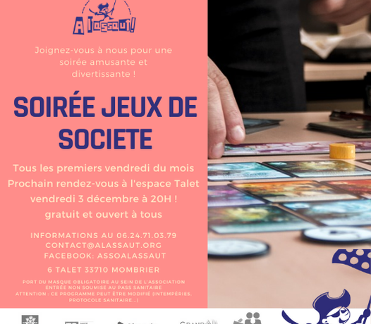 Tous les premiers vendredis du mois, c’est soirée jeux!
 gratuit et ouvert à t…