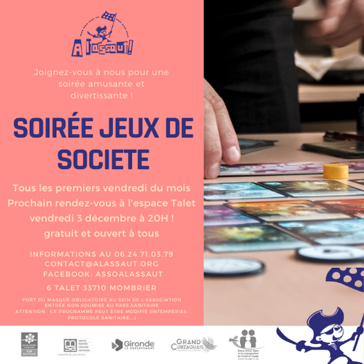 Tous les premiers vendredis du mois, c’est soirée jeux!
 gratuit et ouvert à t…