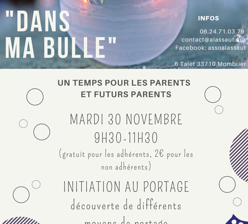 Mardi 30 novembre, découverte et initiation au portage
 2€ (gratuit pour les a…