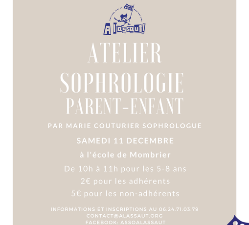 Marie revient proposer un atelier sophro parent/enfant, samedi 11 décembre.
 A…