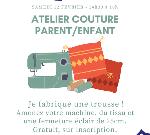 Prochain atelier couture parent/enfant le samedi 12 février.
 Nous fabriqueron…