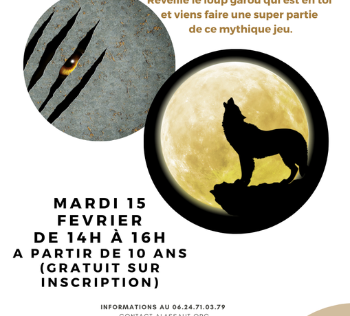 Le jeu du loup garou revient pour les plus de 10 ans mardi 15 à 14h.
 Gratuit,…