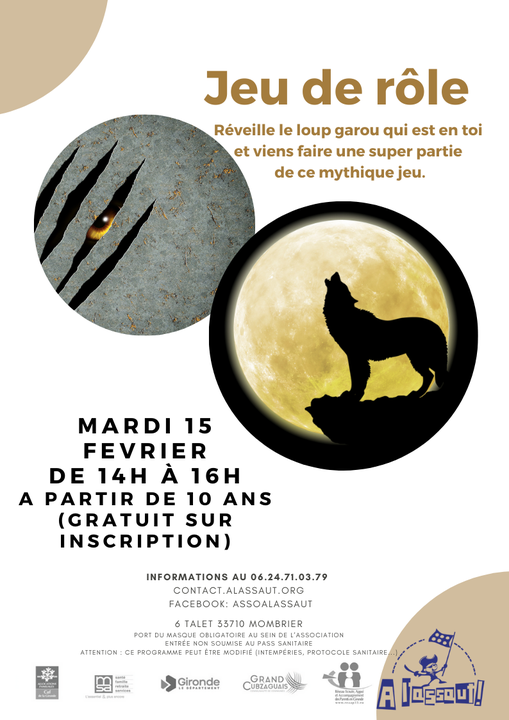 Le jeu du loup garou revient pour les plus de 10 ans mardi 15 à 14h.
 Gratuit,…