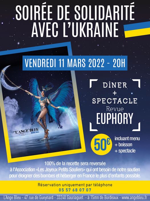 [Solidarité Ukraine]
 Vendredi 11 mars à 20h00, le cabaret L’Ange Bleu va reve…