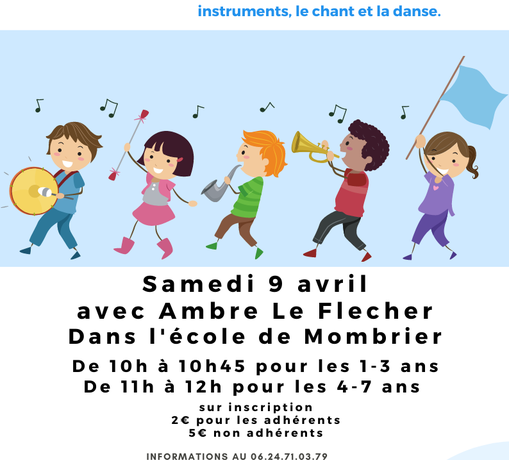 Ambre revient le samedi 9 avril pour un atelier parent enfant autour de la mus…