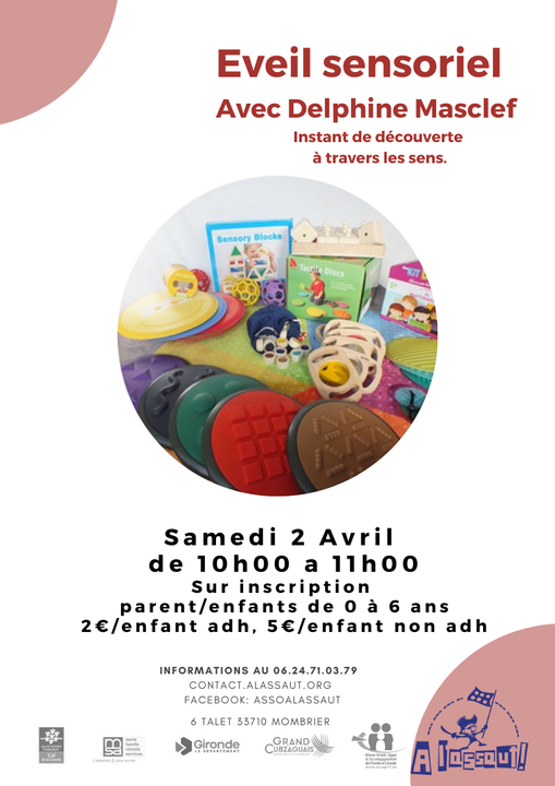 Eveil sensoriel en famille, pour les enfants de 0 à 6 ans.
 Sur inscription


…