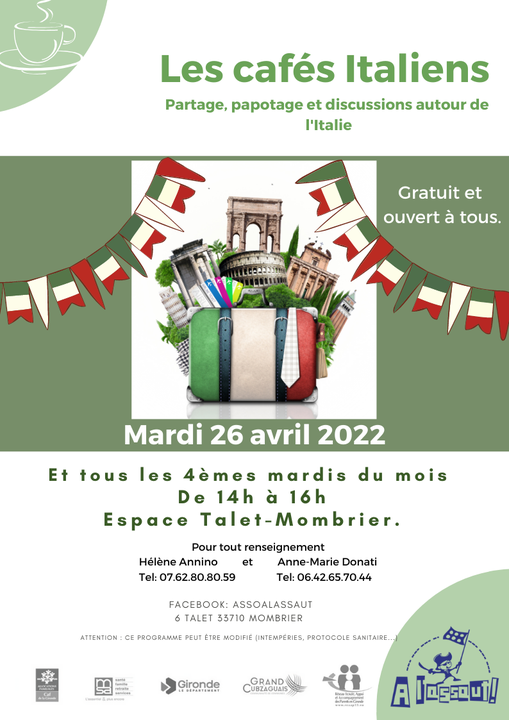 Prochain café italien le mardi 26 avril.