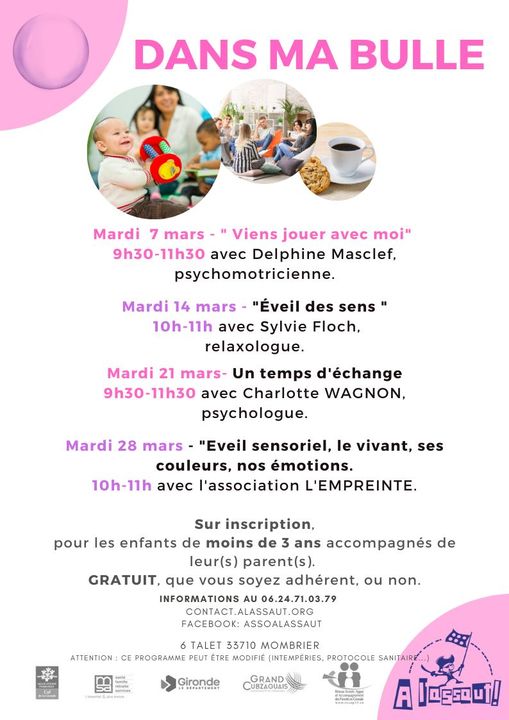 Il reste des places pour l’atelier d’éveil sensoriel ce mardi 28 mars, pour le…