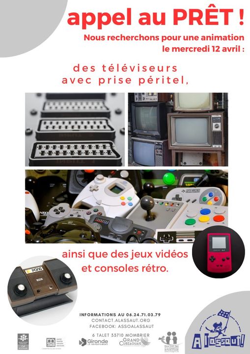 Nous recherchons (en PRÊT) pour une animation « rétrogaming » des téléviseurs av…