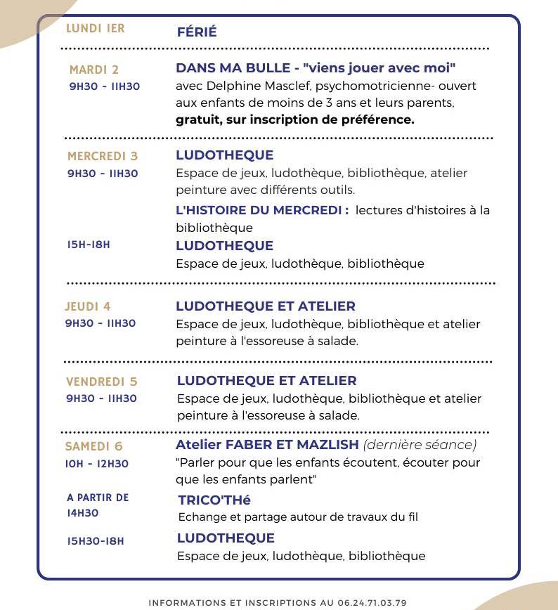 Programme du 1er MAI au 3 JUIN !