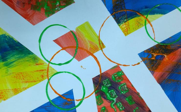 Peinture au « masking tape » ou adhésif.
 On pose des bandes de collant, on pein…