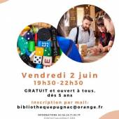 Venez nous rejoindre ce soir à la médiathèque de Pugnac pour une soirée jeux d…