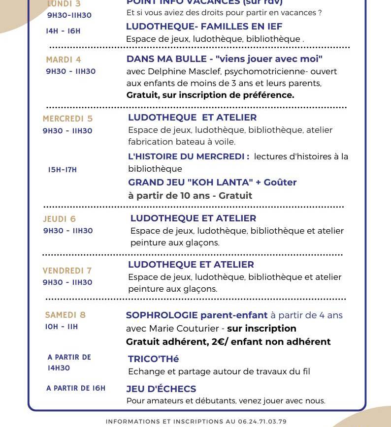 Programme de l’été