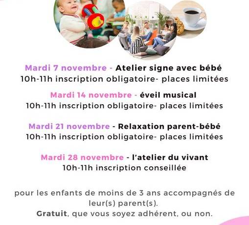 Attention! 
 Delphine ne sera pas avec nous mardi 7 novembre. Nous accueillero…