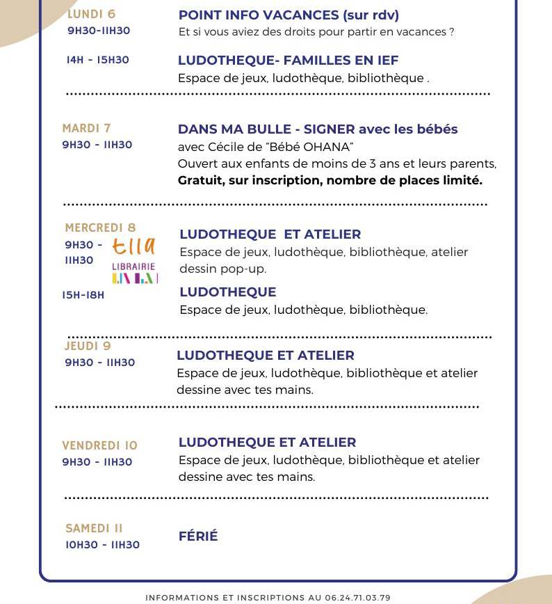 Programme du 6 novembre au 2 décembre.