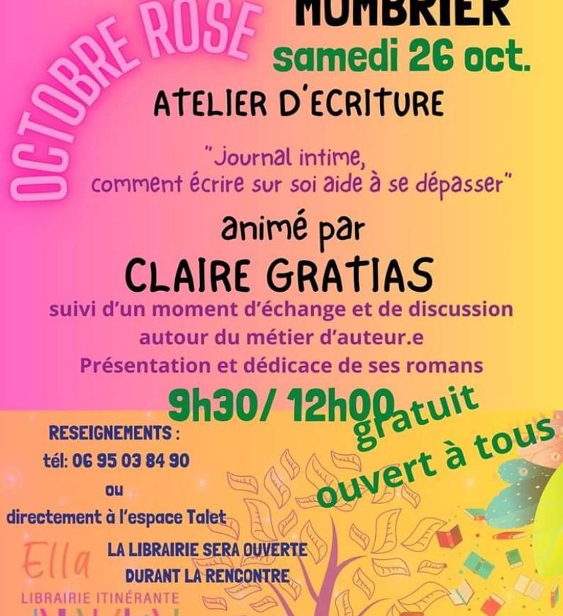 Atelier d’écriture et rencontre auteure
 avec Claire Gratias
