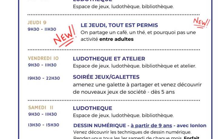 Programme du mois de janvier 2025