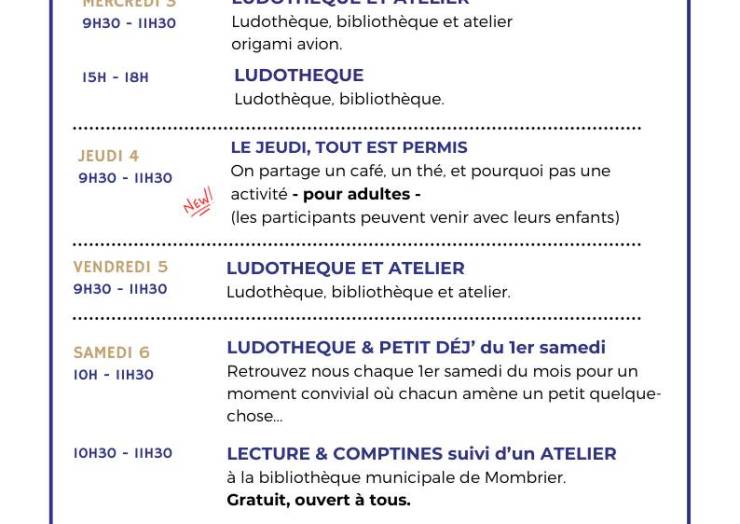 Programme du 02 au 27 septembre
