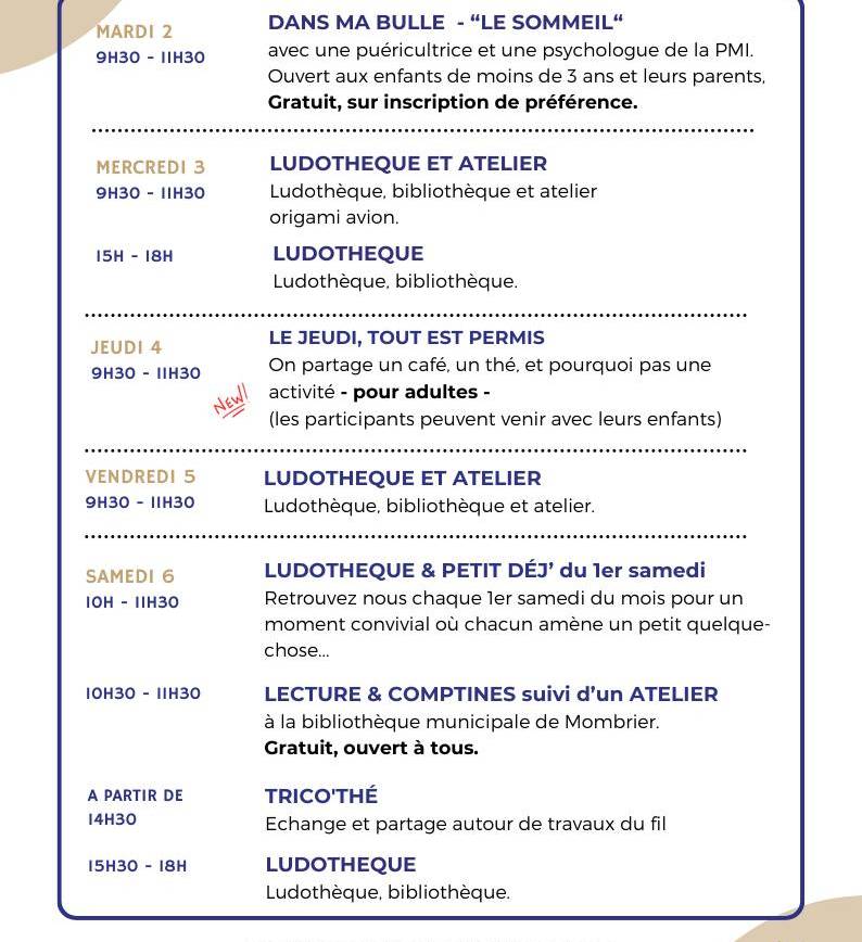 Programme du 02 au 27 septembre