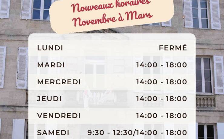 Changement d’horaires pour notre bureau d’accueil à Bourg 
Désormais, notre équi…