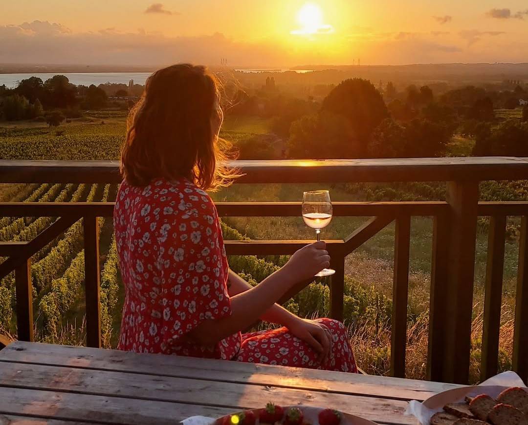 Imaginez ceci : Le soleil s’embrase au-dessus des vignobles vallonnés de Bordea…