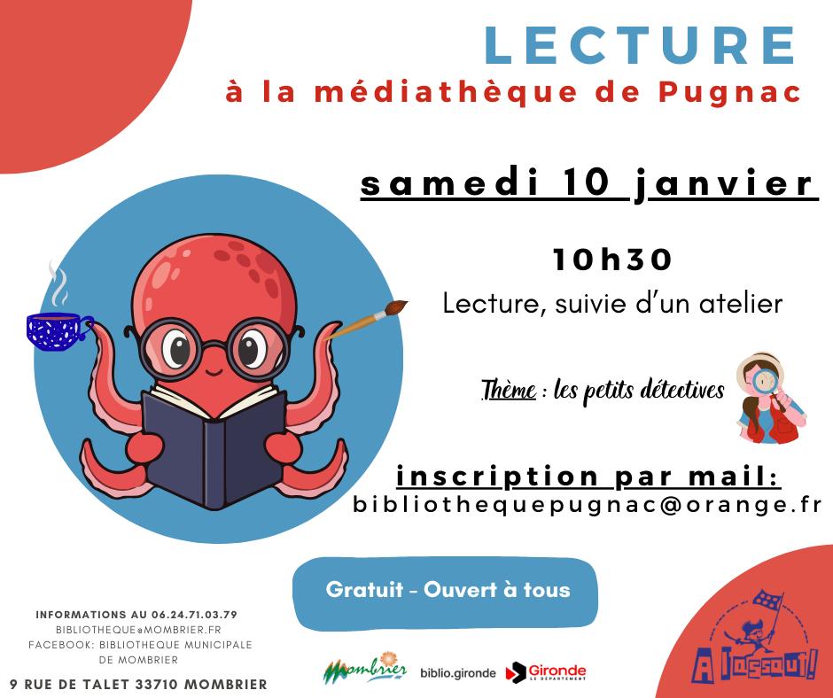 Attention! changement de lieu pour la lecture de ce samedi. RDV à la médiathèque…