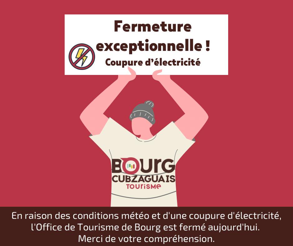 FERMETURE EXCEPTIONNELLE
En raison des conditions météorologiques actuelles e…