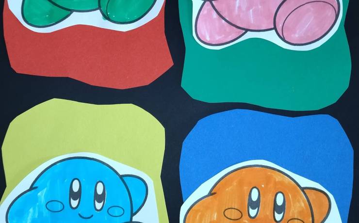 Kirby, le petit héro des jeux vidéos, version Andy Warhol.
