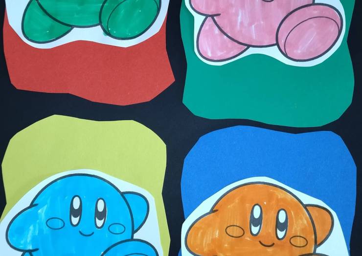 Kirby, le petit héro des jeux vidéos, version Andy Warhol.