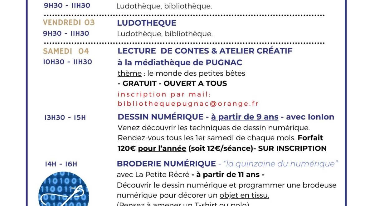 Programme du mois d&rsquo;avril