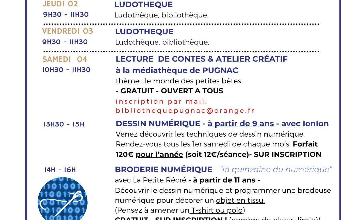 Programme du mois d&rsquo;avril