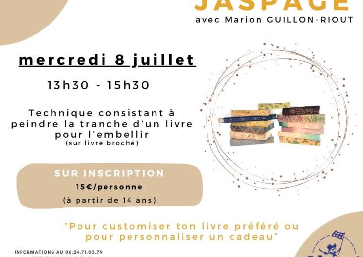 « Venez découvrir la technique du JASPAGE consistant à peindre la tranche d’un li…