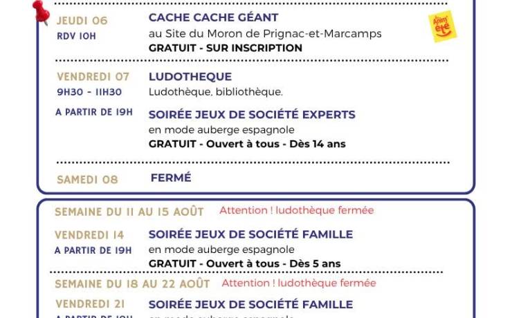Programme d’Août