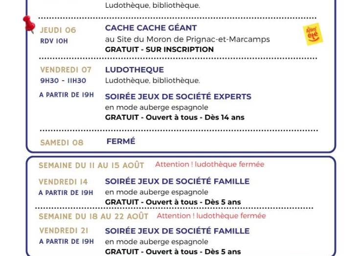 Programme d&rsquo;Août