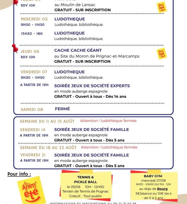 Programme d’Août
