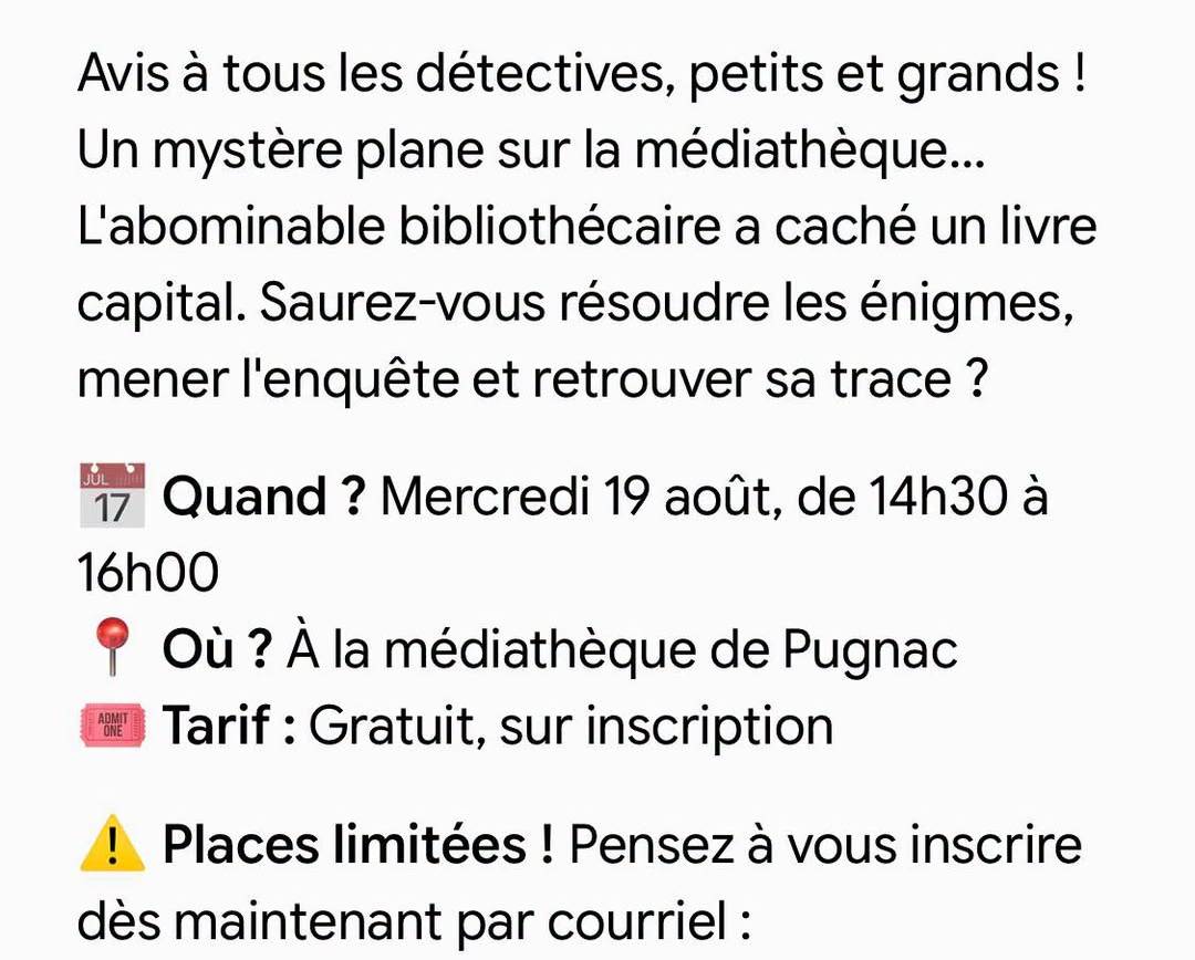 Animation à la médiathèque de Pugnac