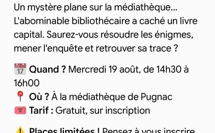 Animation à la médiathèque de Pugnac
