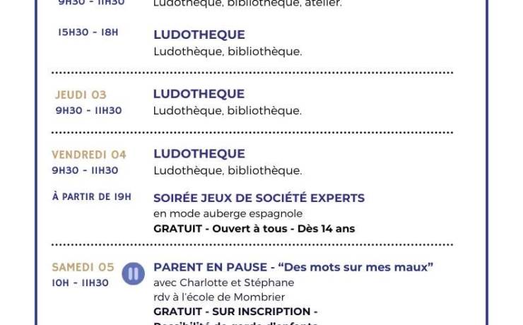 Programme pour septembre