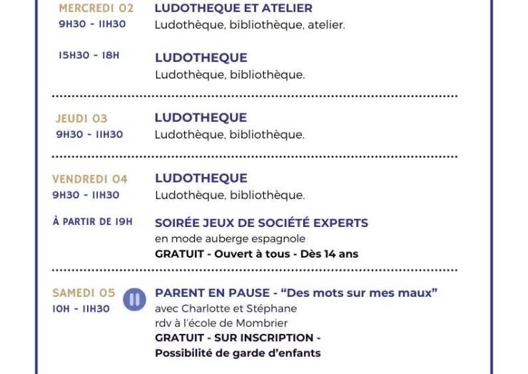 Programme pour septembre