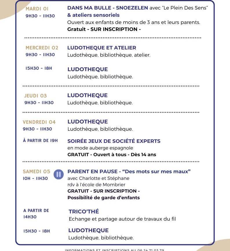 Programme pour septembre