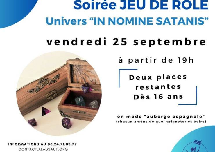 Il reste 2 places pour la soirée JDR du 25/09. Inscrivez-vous vite. Dès 16 ans. …