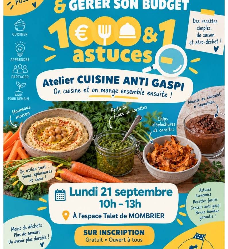 Atelier cuisine  anti gaspi GRATUIT !! Au menu : mousse au chocolat, houmous, pe…